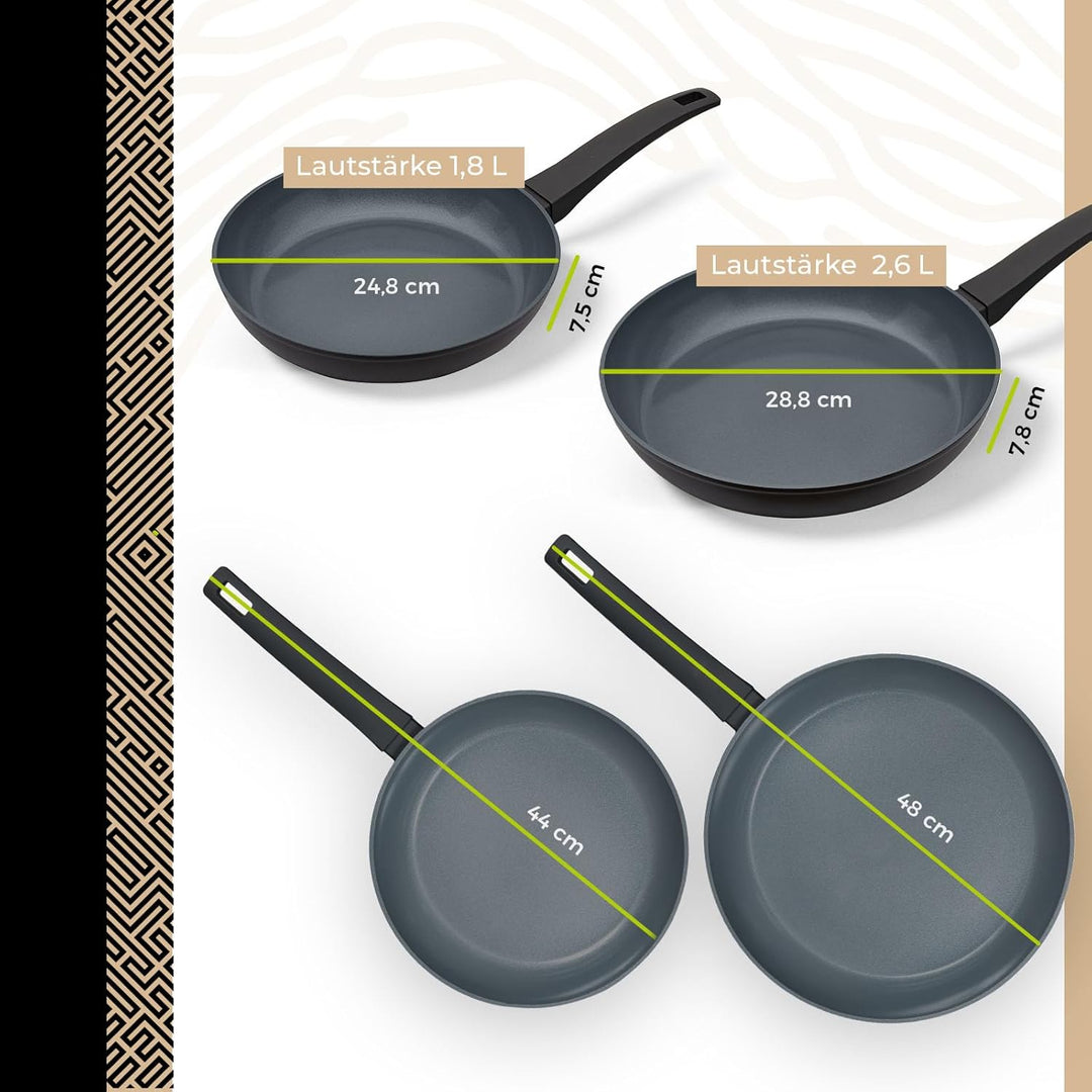 Be Living Delight Pfannenset 2-teilig, Bratpfanne 24 & 28 cm, Non Stick Keramik Antihaft, Induktion,