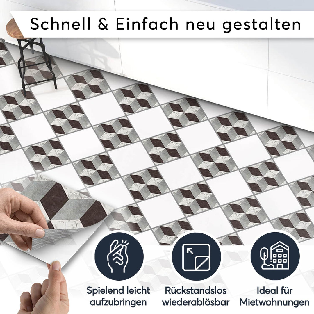 Fliesensticker - [ Fliesen Boden ] - Folie Sticker Aufkleber für Fliesen Boden - Bad oder Küche I Fl