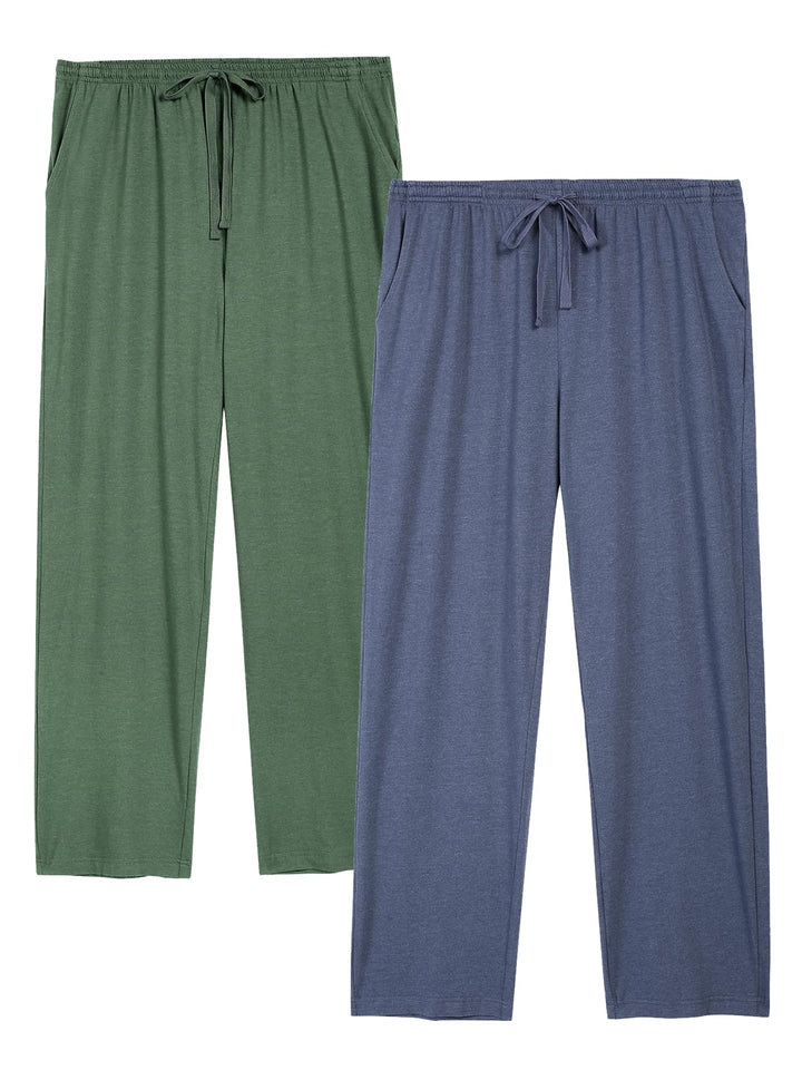 2er-Pack Schlafanzughose Herren Lang Leichte Pyjamahose aus Baumwolle Loungewear Hosen Schlafhose Fr
