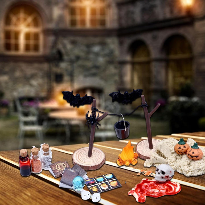 Halloween-Haus-Miniaturen | 27 Stück Kürbisschädel, Fledermausköpfe, Horrorfigur, Spielzeug-Set, wie