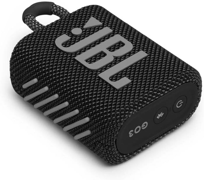 JBL GO 3 kleine Bluetooth Box in Schwarz – Wasserfester, tragbarer Lautsprecher für unterwegs – Bis
