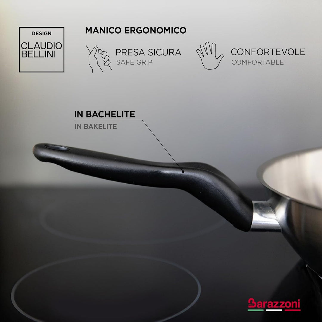 Barazzoni The Inoxidabili Saltapasta Wok, Stahl, silberfarben, 28 cm
