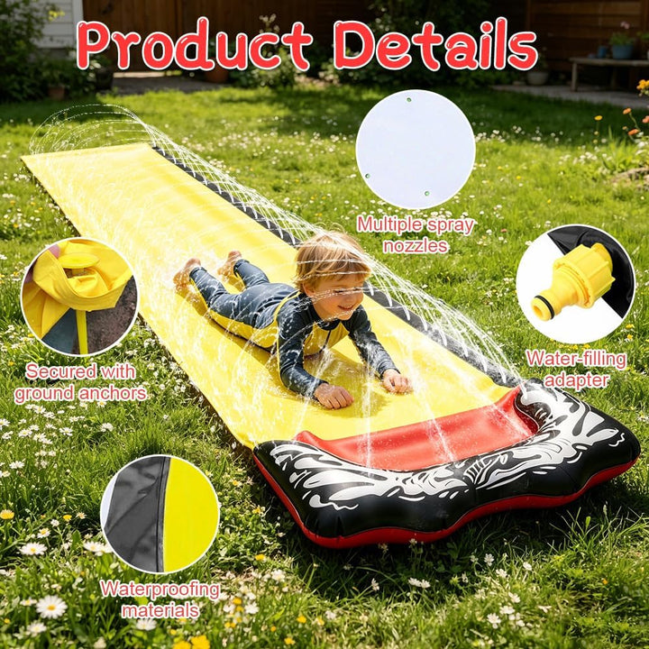 Wasserrutsche Garten, 15.7ft/480cm Wasser Rutsche, Wasserspielzeug Wasserrutschmatte mit 1 Bodyboard