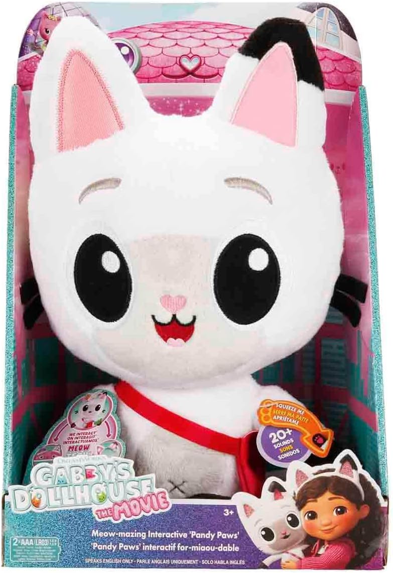DREAMWORKS GABBY'S DOLLHOUSE: DER FILM - Interaktiver Plüsch Panda Pfötchen, 33cm mit Tasche & Zubeh