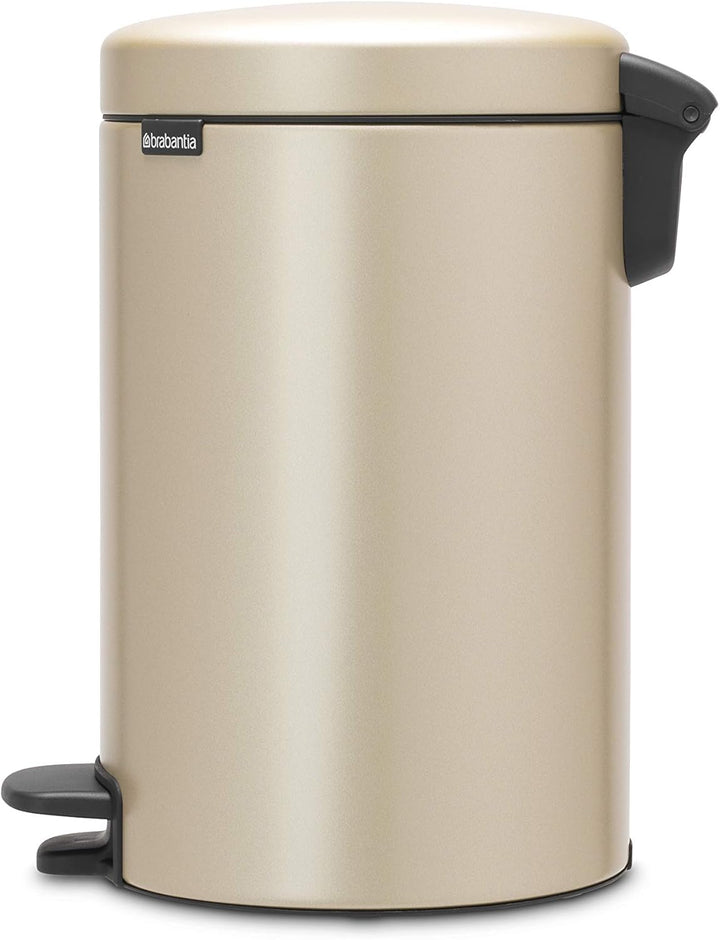 Brabantia Mülleimer, Stahl, Metallic Gold, 12L 12 Liter Champagne, 12 Liter Champagne