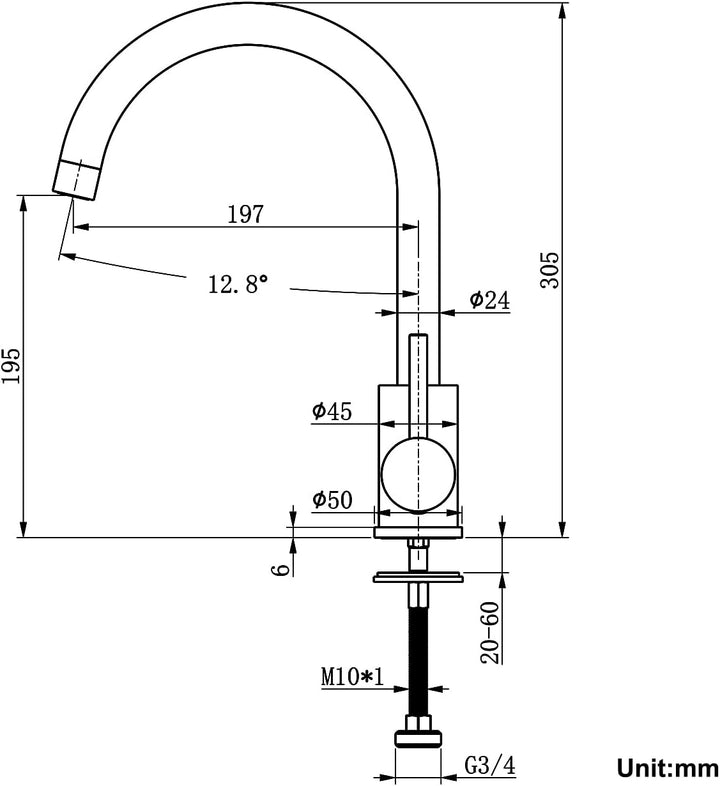 Tondiy Wasserhahn Küche für Geschirrspüler, Küchenarmatur mit 3/4 Zoll Anschlusss, Hochdruck Spültis