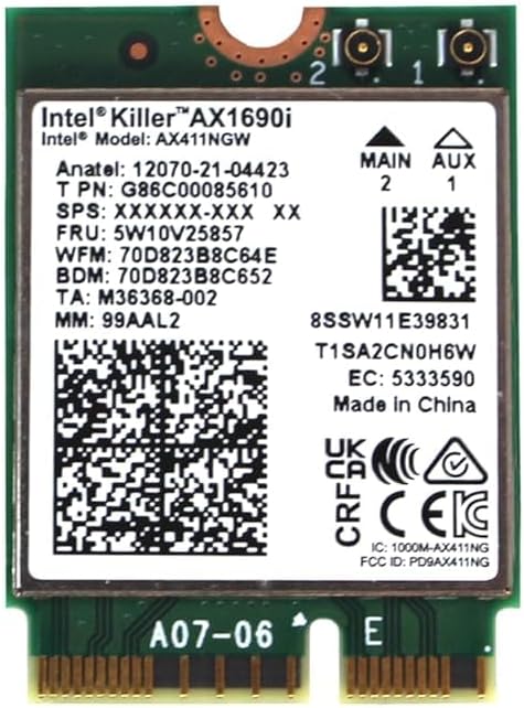 Intel NIC WI-FI 6E AX1690 Netzwerkkarte Bluetooth 5.3-2x2 NovPro, grün, AX411.NGWG.NVX - WLAN Karte