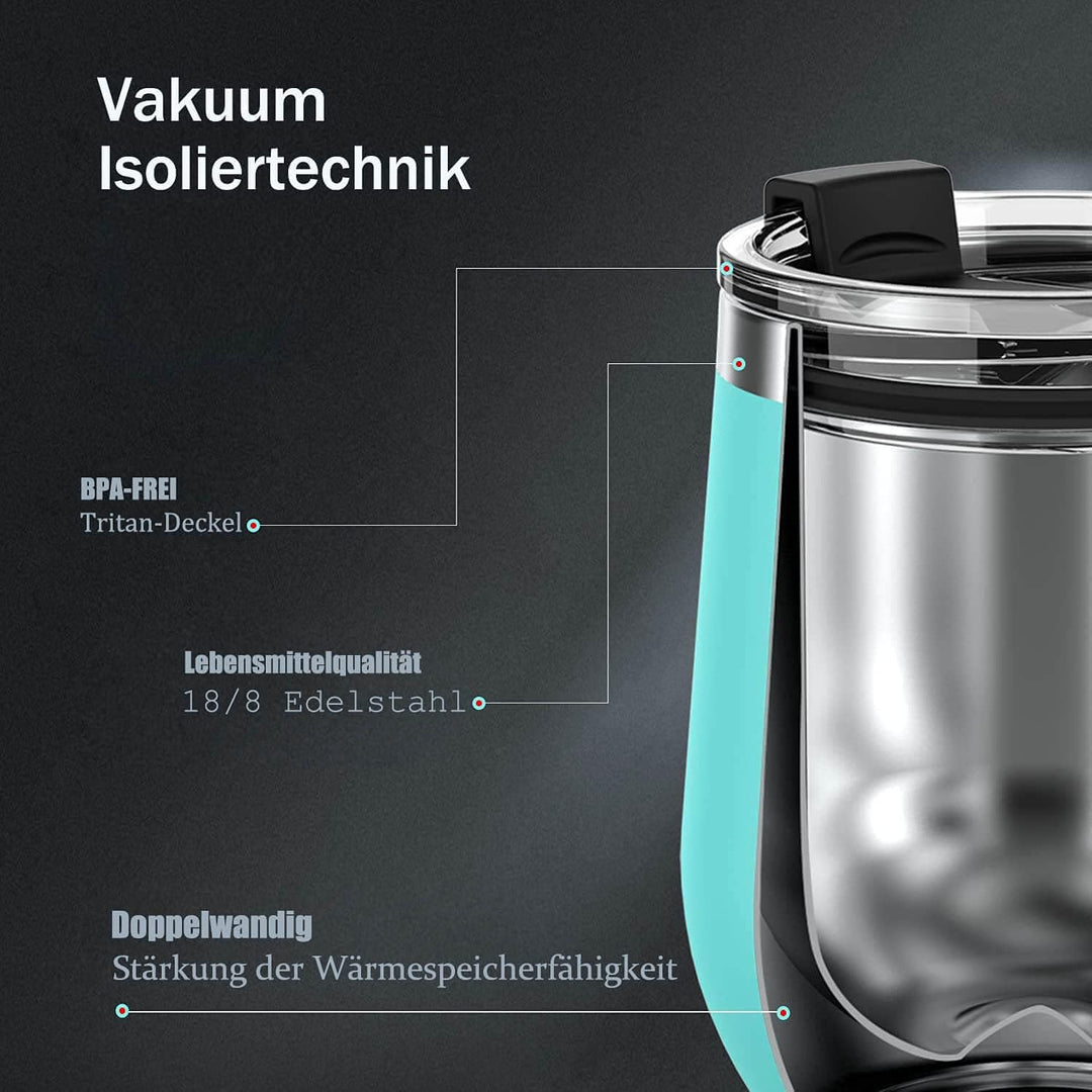 2 Stück Weinbecher to go 350 ml, BPA-frei Weinglas to go, hält 3 Stunden warm und 9 Stunden kalt, Ca