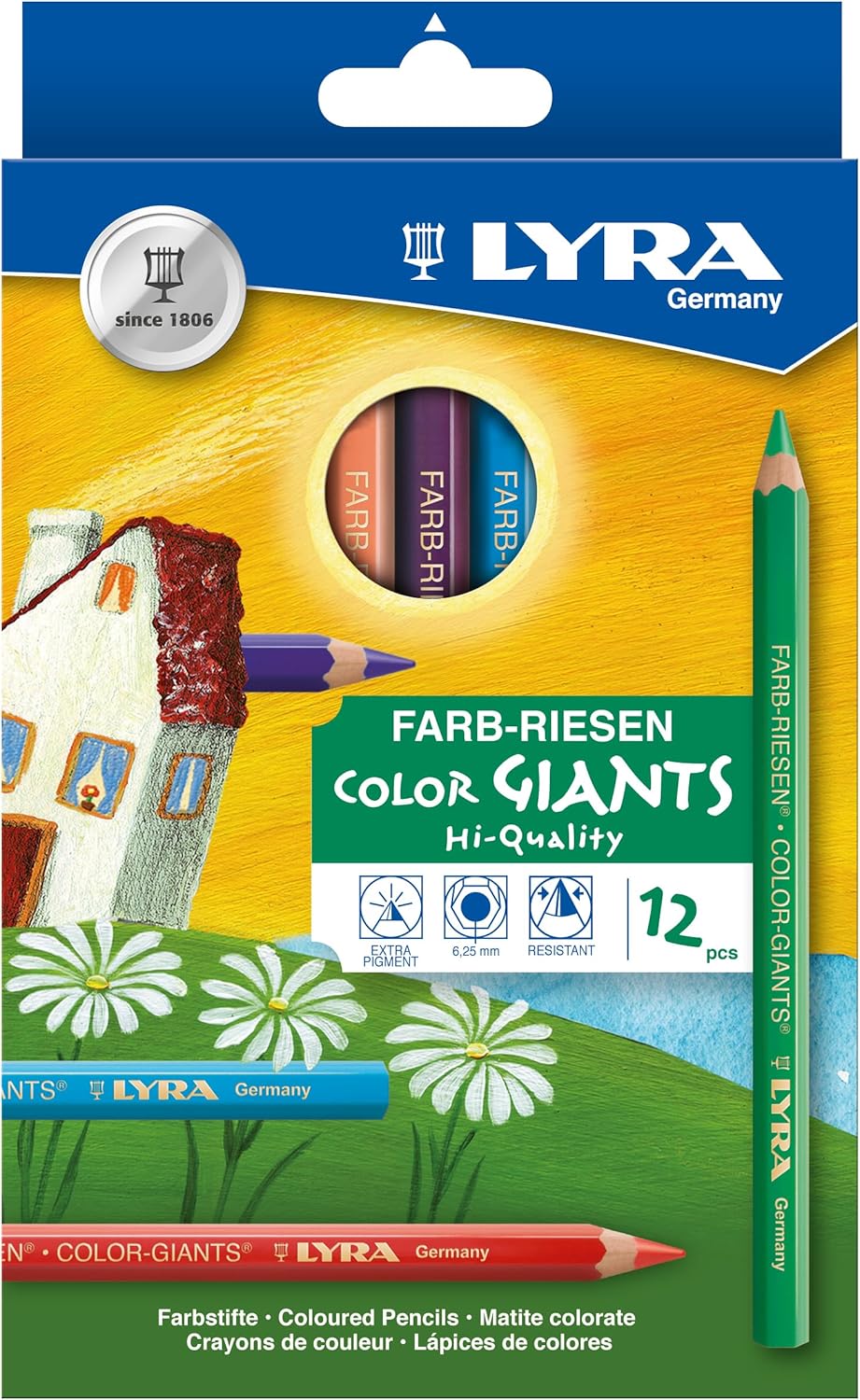 LYRA 3941120 Farb-Riesen Kartonetui mit 12 Farbstiften, Sortiert Lackiert 12 stück (1er Pack), Lacki