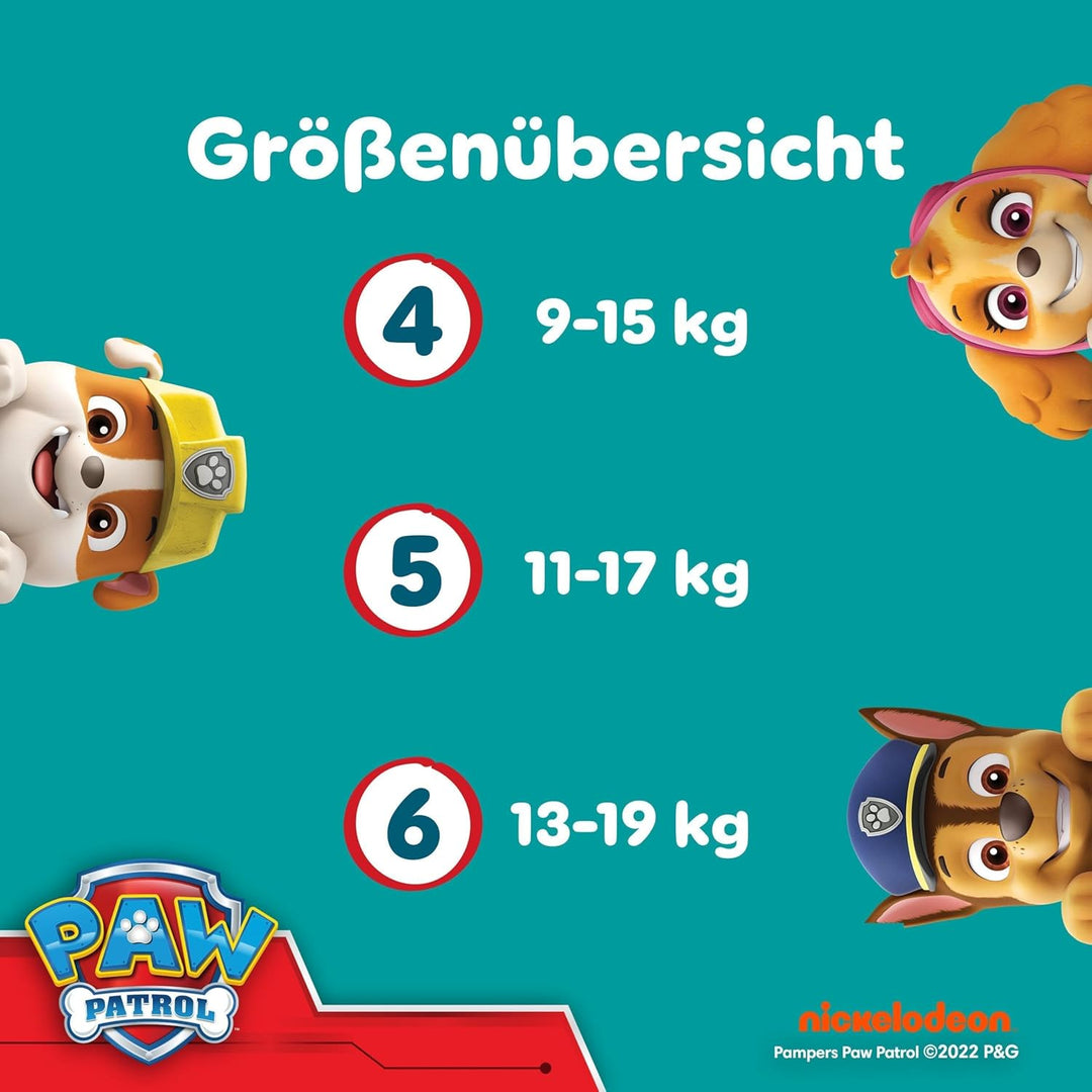 Pampers Windeln Paw Patrol Pants Grösse 4 (9-15kg) Baby-Dry, Maxi mit Stop- und Schutz Täschchen, MO