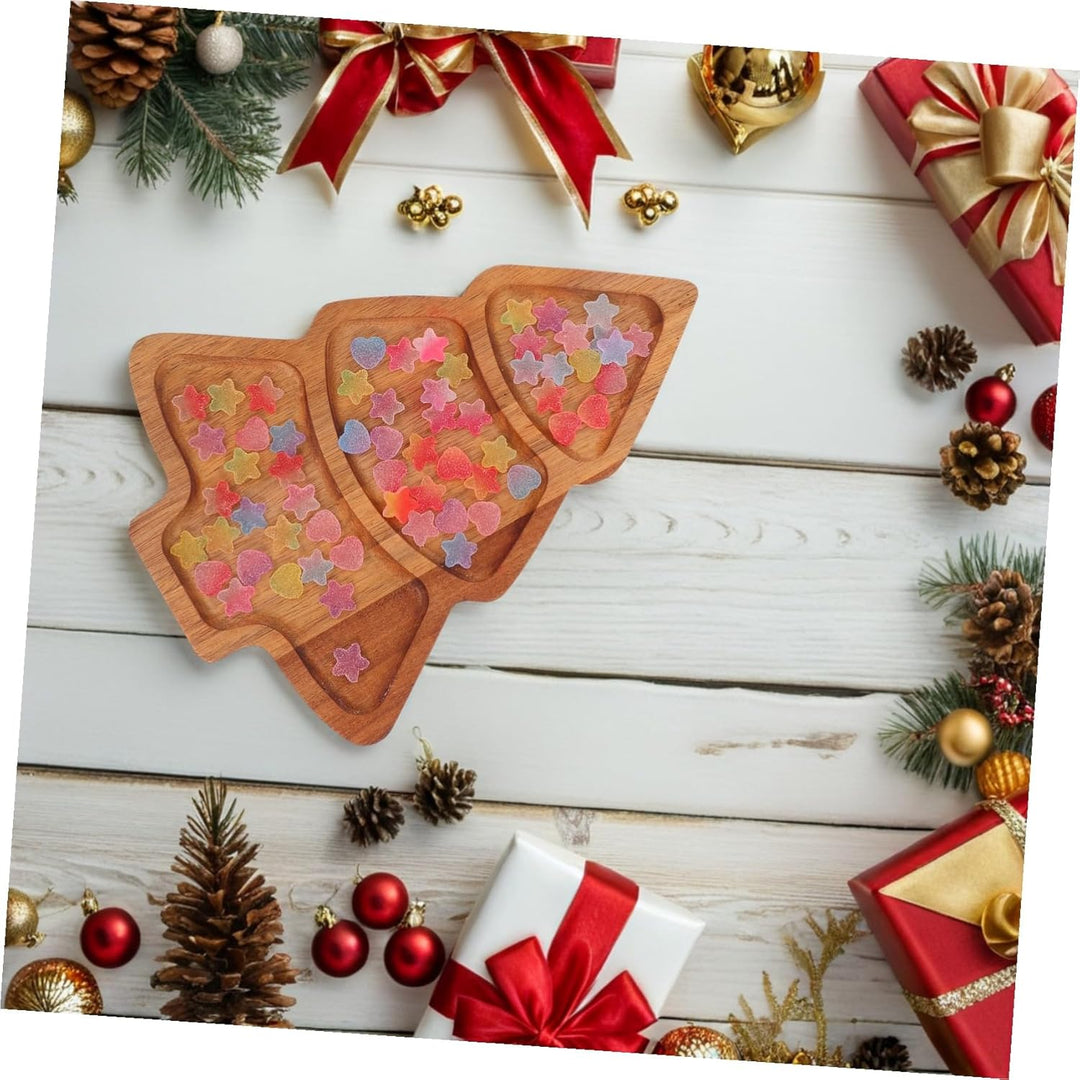 Toyvian Weihnachtsbaum Servierplatte aus Akazienholz Nachhaltiges Langlebiges Snack Vorspeisentablet