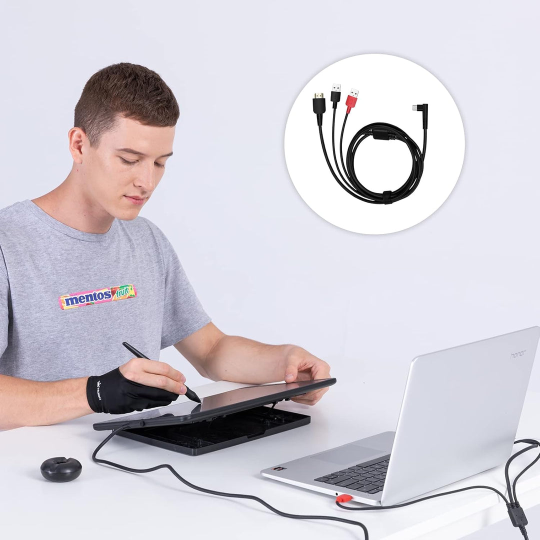 HUION 3-in-1 Typ-C-Kabel für Huion KAMVAS 12 13 16(2021) Drawing Mornitor mit HDMI, Strom- und USB-K