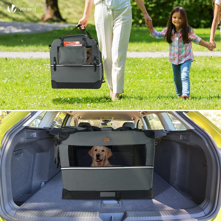 VOUNOT Hundebox faltbar, Transportbox Katze Hunde, Hundetasche, Oxford-Gewebe, Netzstoff, Atmungsakt