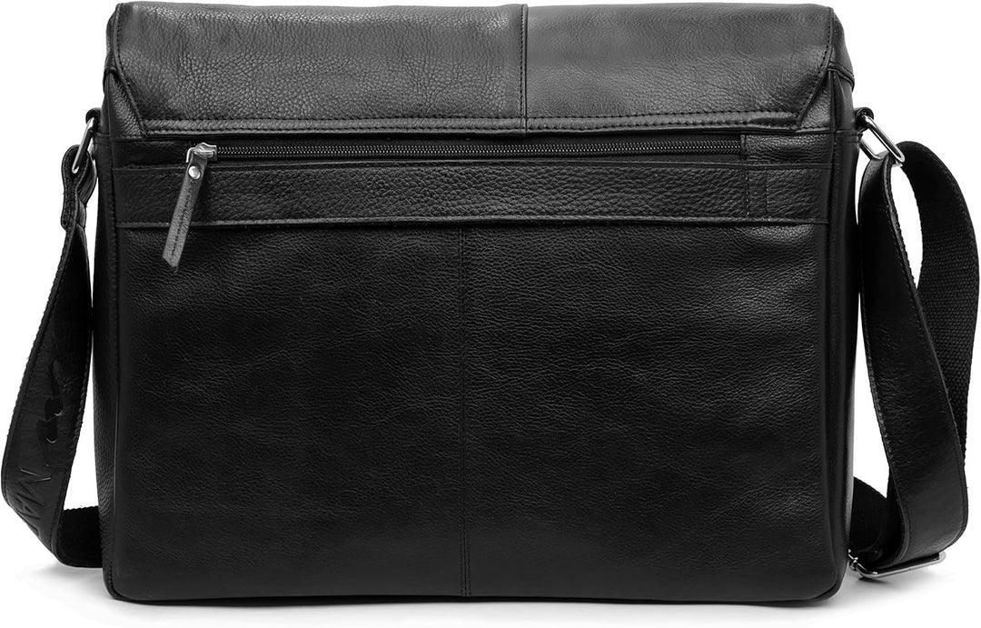Marc Peter® Bergen leder Umhängetasche für Herren Damen | 15.6 Zoll Laptoptasche | Aktentasche aus e