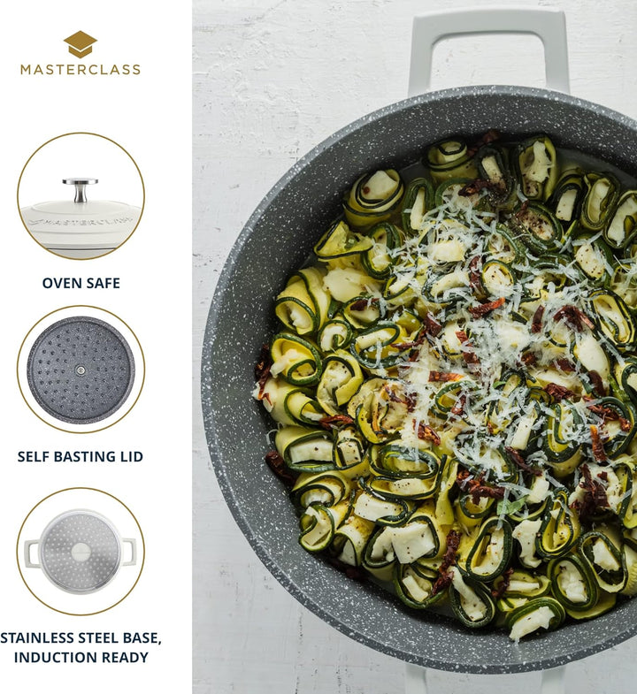MasterClass Flache Auflaufform mit Deckel 4L/28 cm, leichter Aluminiumguss, induktions- und backofen