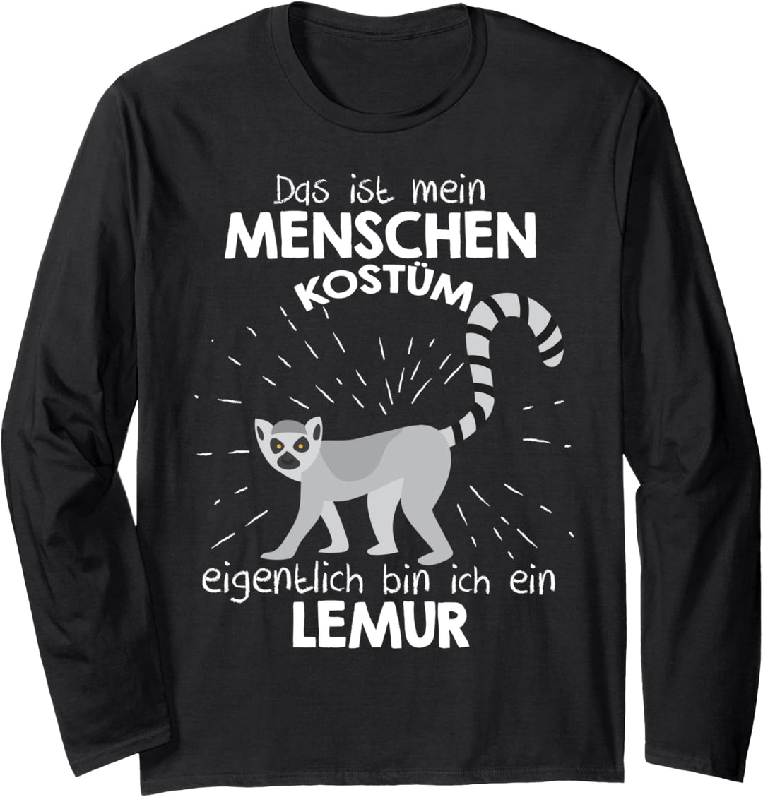 Mein Menschen Kostüm Bin ich ein Lemur, Halloween Outfit Langarmshirt