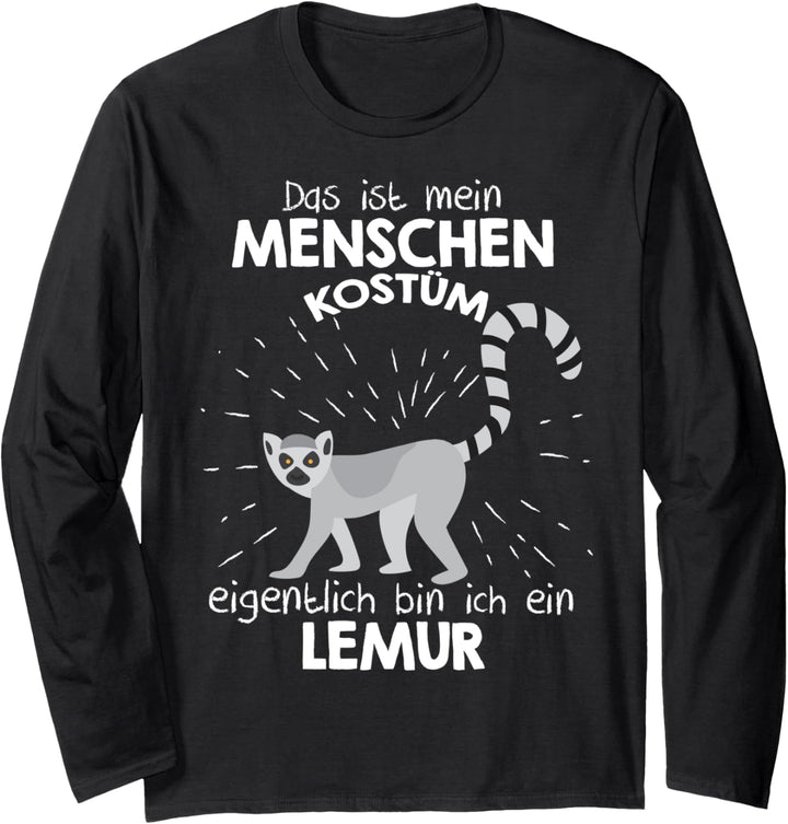 Mein Menschen Kostüm Bin ich ein Lemur, Halloween Outfit Langarmshirt