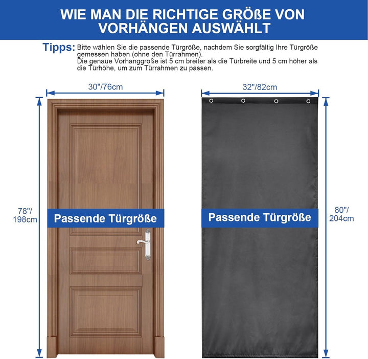 Lapalife Wärmeschutzvorhang für Tür L204cmxB82cm,Thermo Türvorhang Winddichte Kältebeständige für Ei