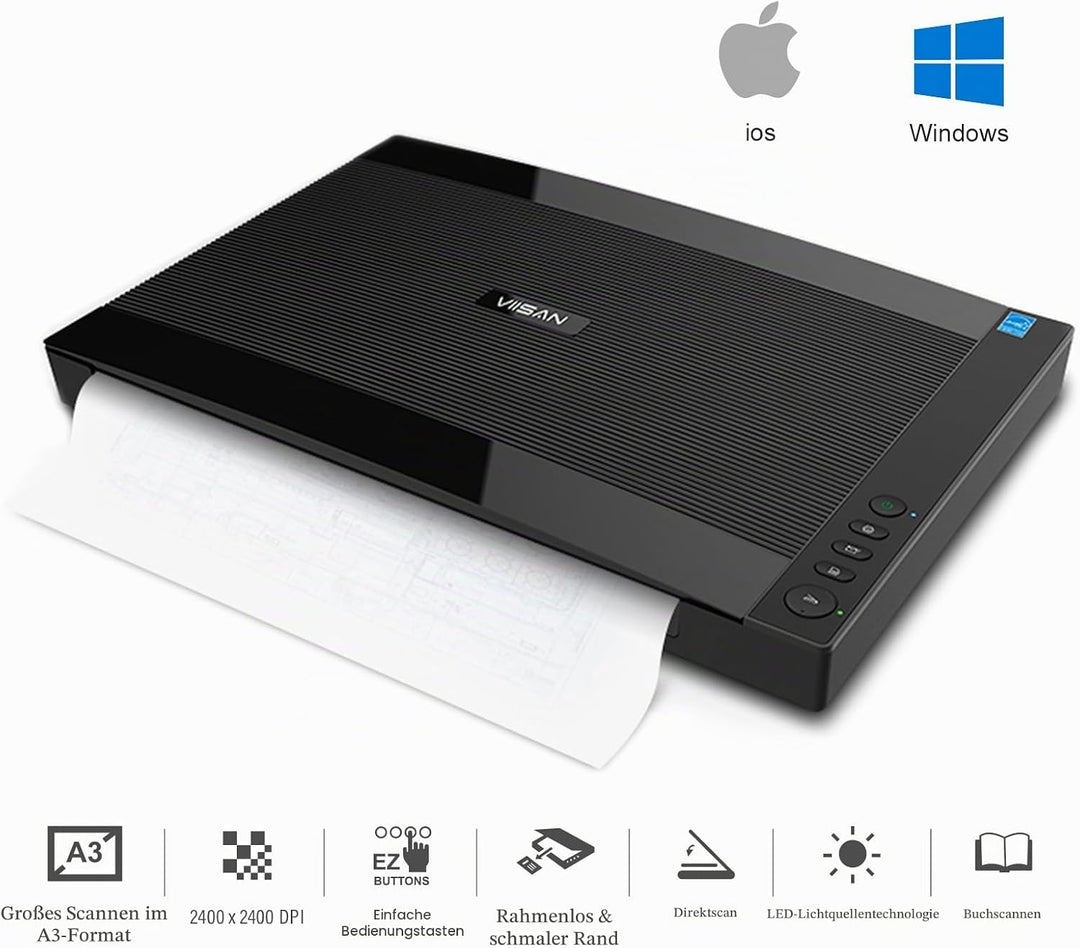 Viisan VF 3240, Flachbettscanner DIN-A3. Max. Auflösung 2400x2400 DPI. Software für Bildbearbeitung