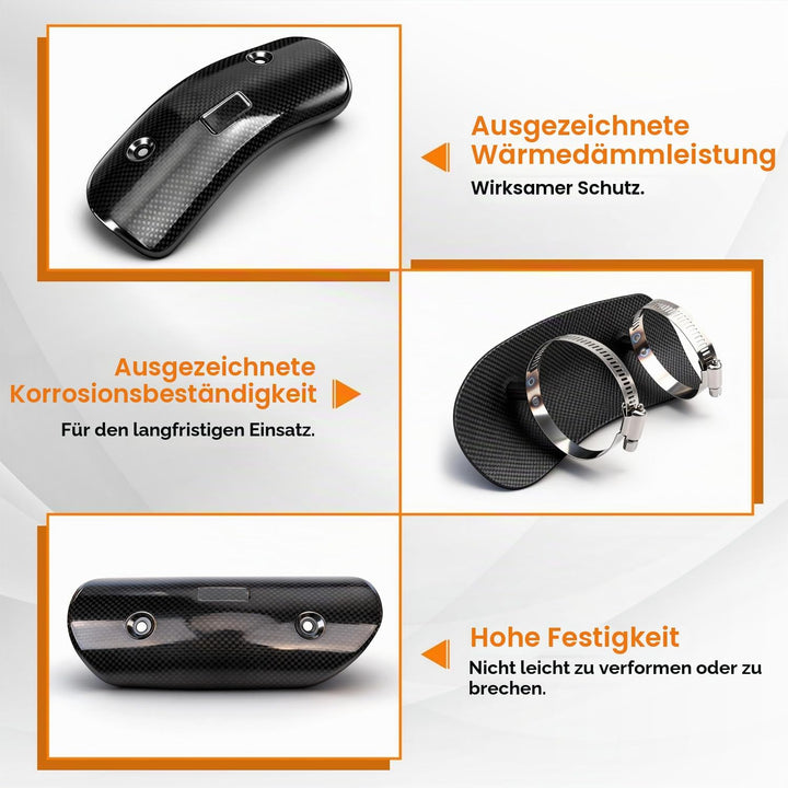 JFG RACING Motorrad Auspuff Hitzeschild,Kohlefaser Motorrad Auspuffrohrabdeckung Hitzeschutzblech Sc
