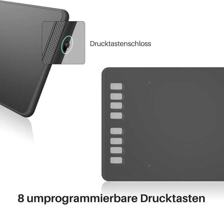 HUION Inspiroy H950P Grafiktablett, Stifttablett mit 8 Benutzerdefinierten Drucktasten, Zeichentable