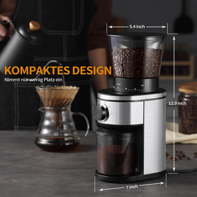 Ollygrin Kaffeemühle Elektrisch 30 Mahlstufen Kaffeemühle Siebträger Elektrisch Automatische Kaffeem