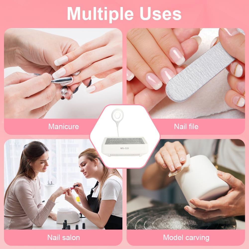 HOTUT Nagelstaubabsauger, Leistungsstarker Nagelsauger mit Filter & Lampe, Professionelle Staubabsau