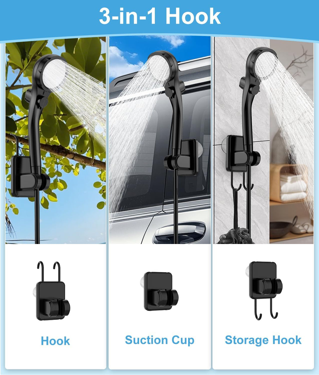 WADEO Tragbare Campingdusche Akku mit Pumpe und Duscheimer, Outdoor-Camping-Duschset mit Akku, Mobil