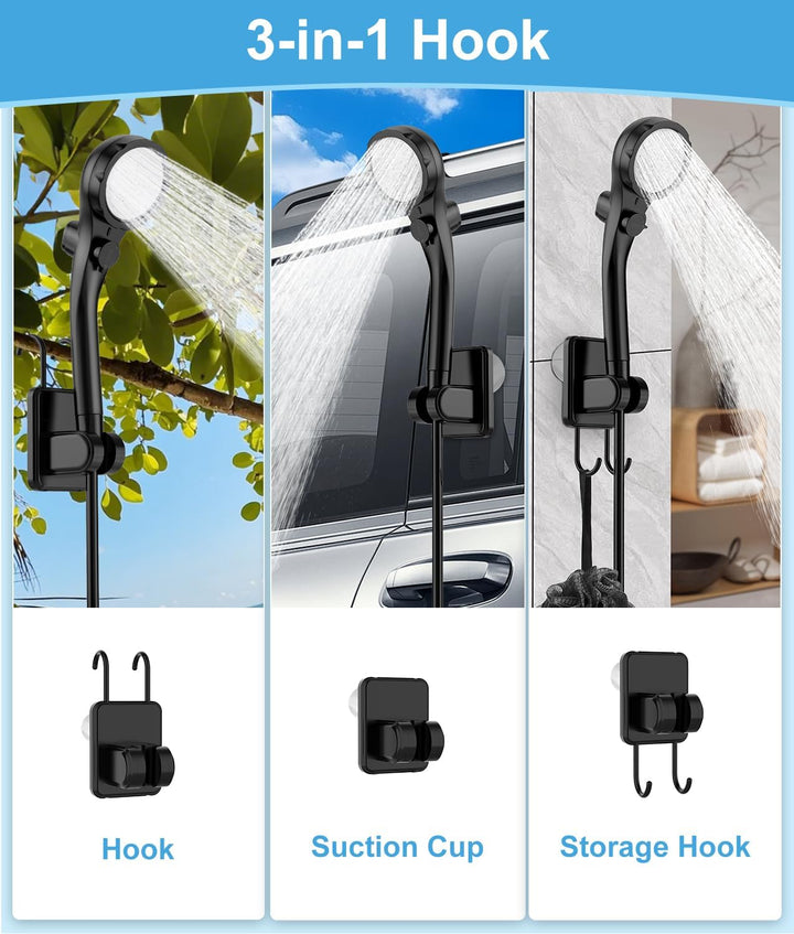 WADEO Tragbare Campingdusche Akku mit Pumpe und Duscheimer, Outdoor-Camping-Duschset mit Akku, Mobil