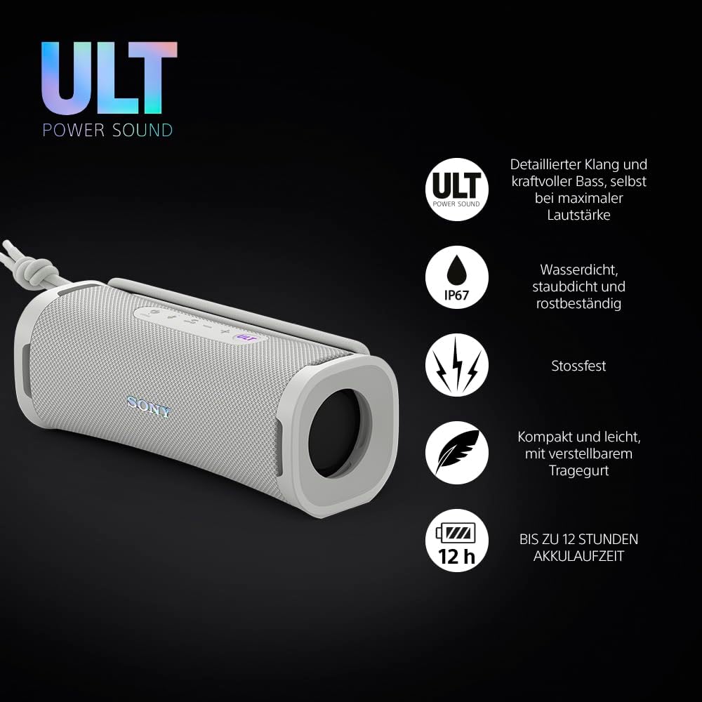 Sony ULT Field 1 - Kabelloser tragbarer Bluetooth-Lautsprecher mit ULT Power Sound, kraftvollem Bass