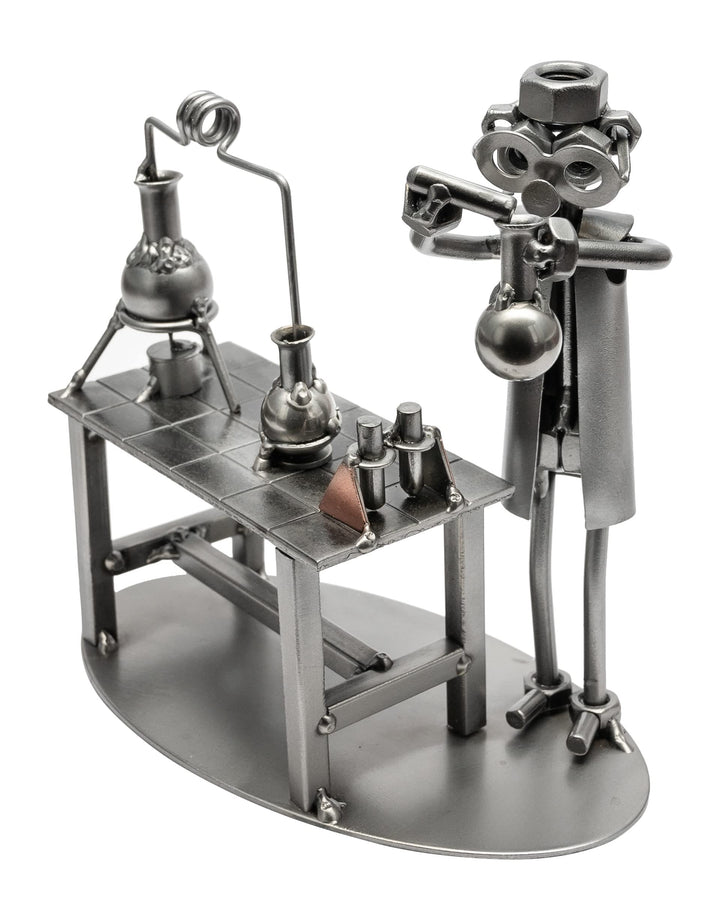STEEMO Schraubenmännchen Chemiker Labor Laborant Geschenk Metall-Deko 18x10x18 cm