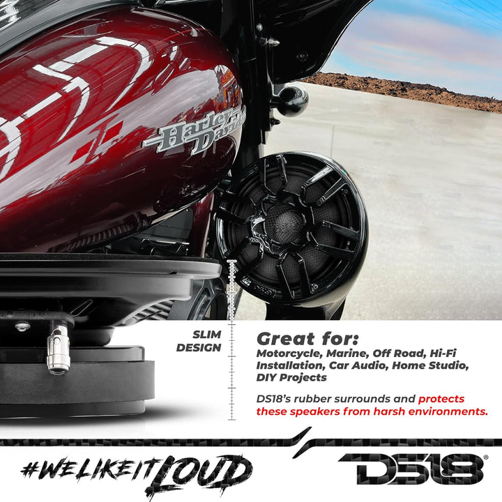 DS18 PRO-CF6.4SL 16.5 cm (6.5 Zoll) Slim Lautsprecher, 500 Watt RMS Max. Leistung, 4 Ohm, Wasserabwe