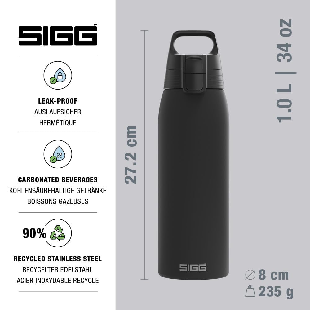 SIGG - Edelstahl Trinkflasche - Shield ONE - Für Kohlensäurehaltige Getränke Geeignet - Auslaufsiche
