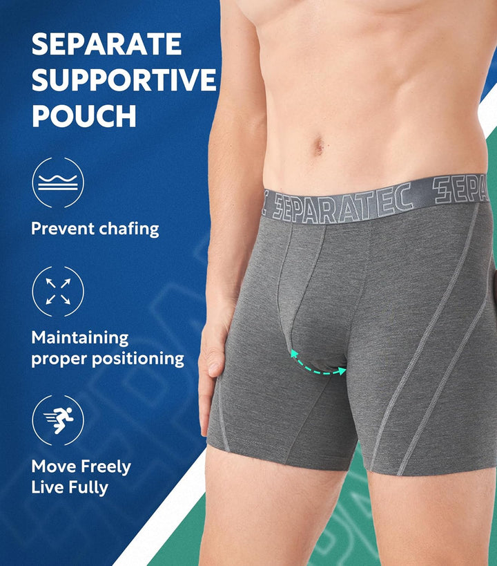 Separatec Herren Boxershorts Glattes Bambus Rayon mit getrennten Beuteln Unterwäsche 3er Pack Boxers