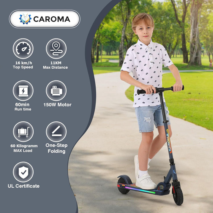 Caroma E Scooter Kinder von 8-12 Jahren, 180W Motor, bis zu 16 km/h & 8 km, Elektroroller Kinder mit