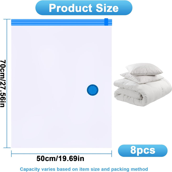 8 Stück Vakuumbeutel für Kleidung Reise 50 x 70 cm Wiederverwendbare Vacuum Bags for Clothing Bettde