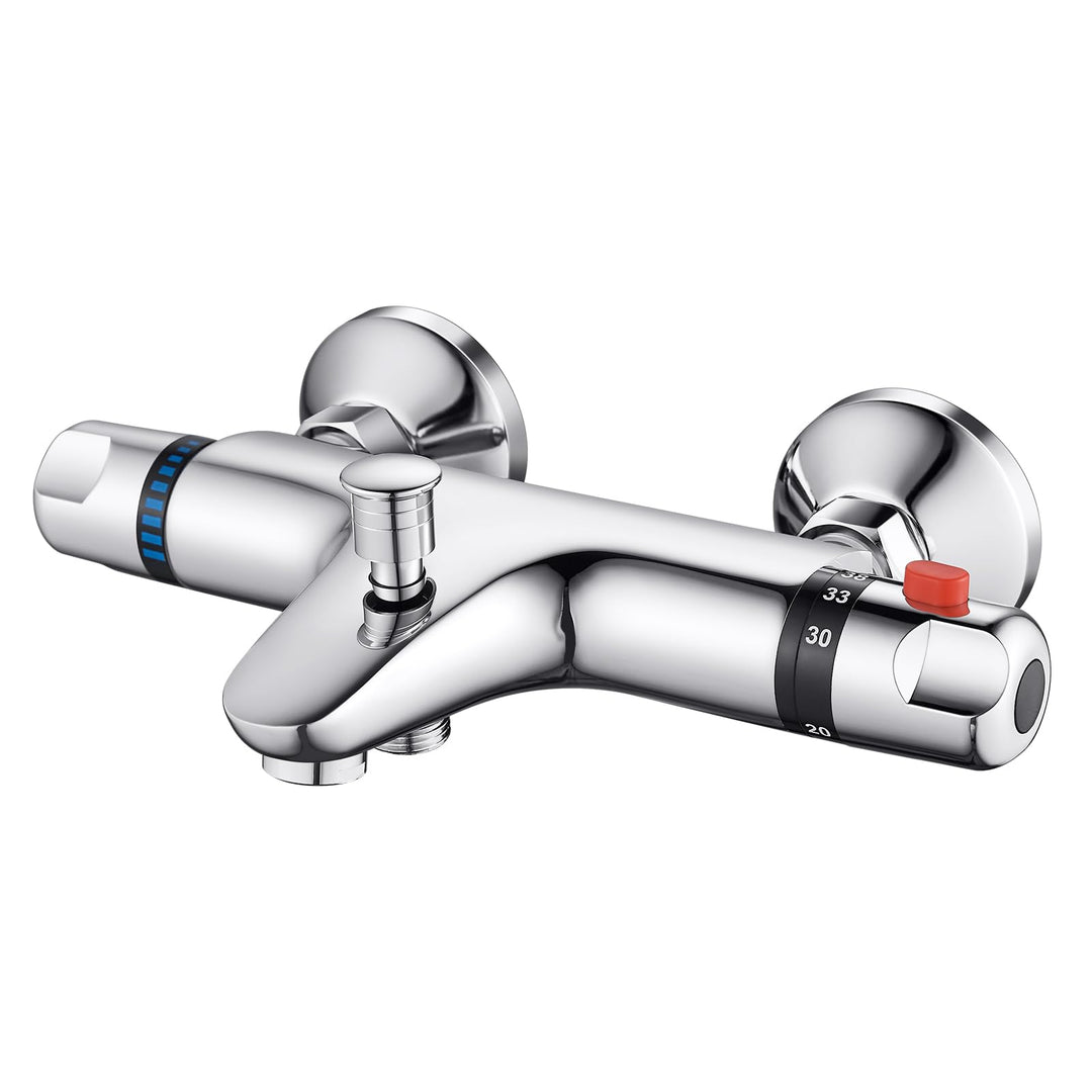 Duscharmatur mit Thermostat aus Messing, Chrom Mischbatterie und Aufputz für Badewanne und Dusche mi