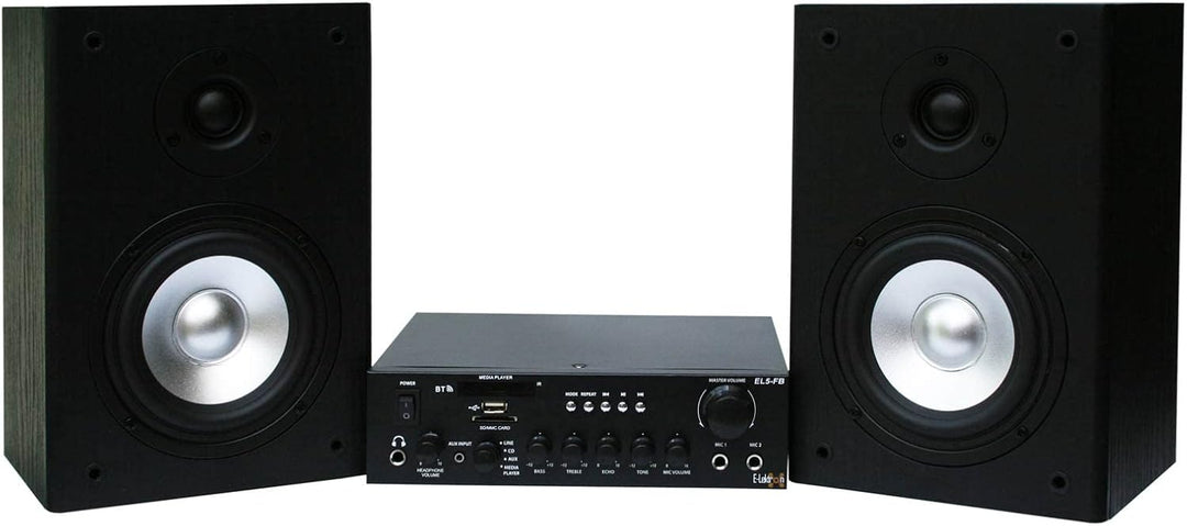 E-Lektron EL5-Set HiFi Stereo-Anlage Verstärker/Receiver & Regal-Lautsprecher USB/SD/FM/BT/AUX
