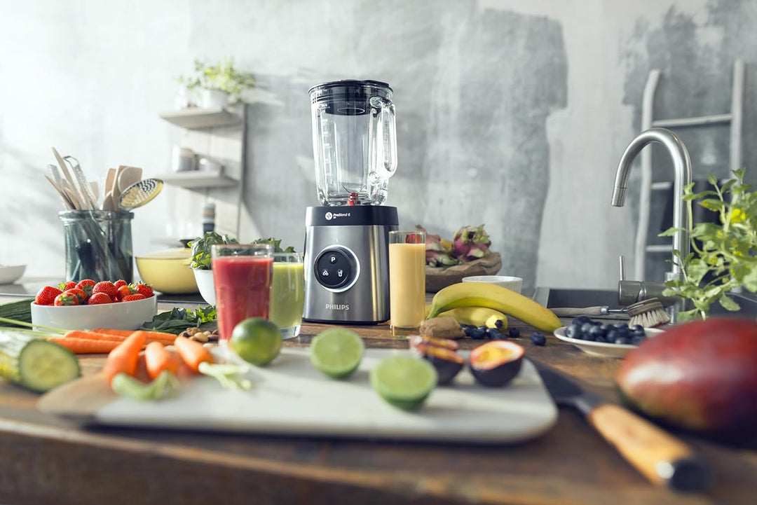 Philips HR3655/00 Standmixer (1400 Watt, ProBlend 6 3D Technologie, 2 Liter Glasbehälter, 2x Trinkbe