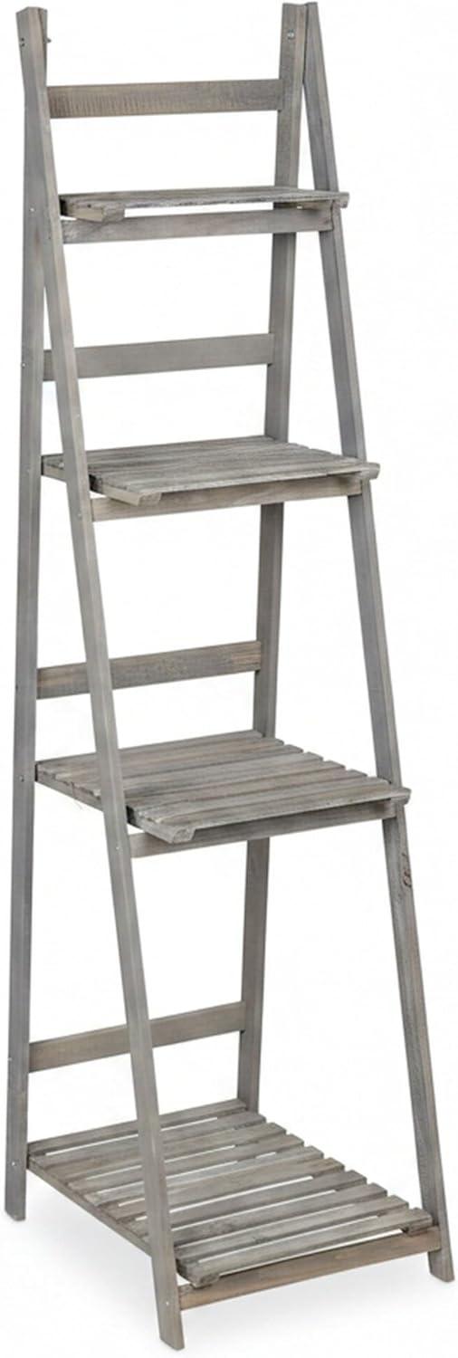 Relaxdays Blumentreppe, 4-stufig, Blumenleiter Holz, klappbar, Leiterregal für Pflanzen, HBT: 160 x