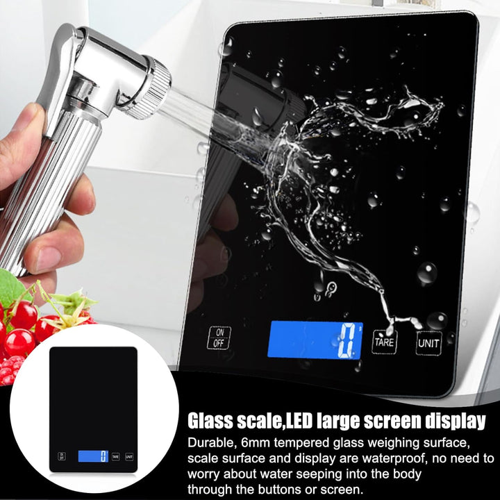 Küchenwaage Digital, 15kg/1g Waage Küchenwaage, USB Wiederaufladbare Digital Küchenwage mit Led Disp