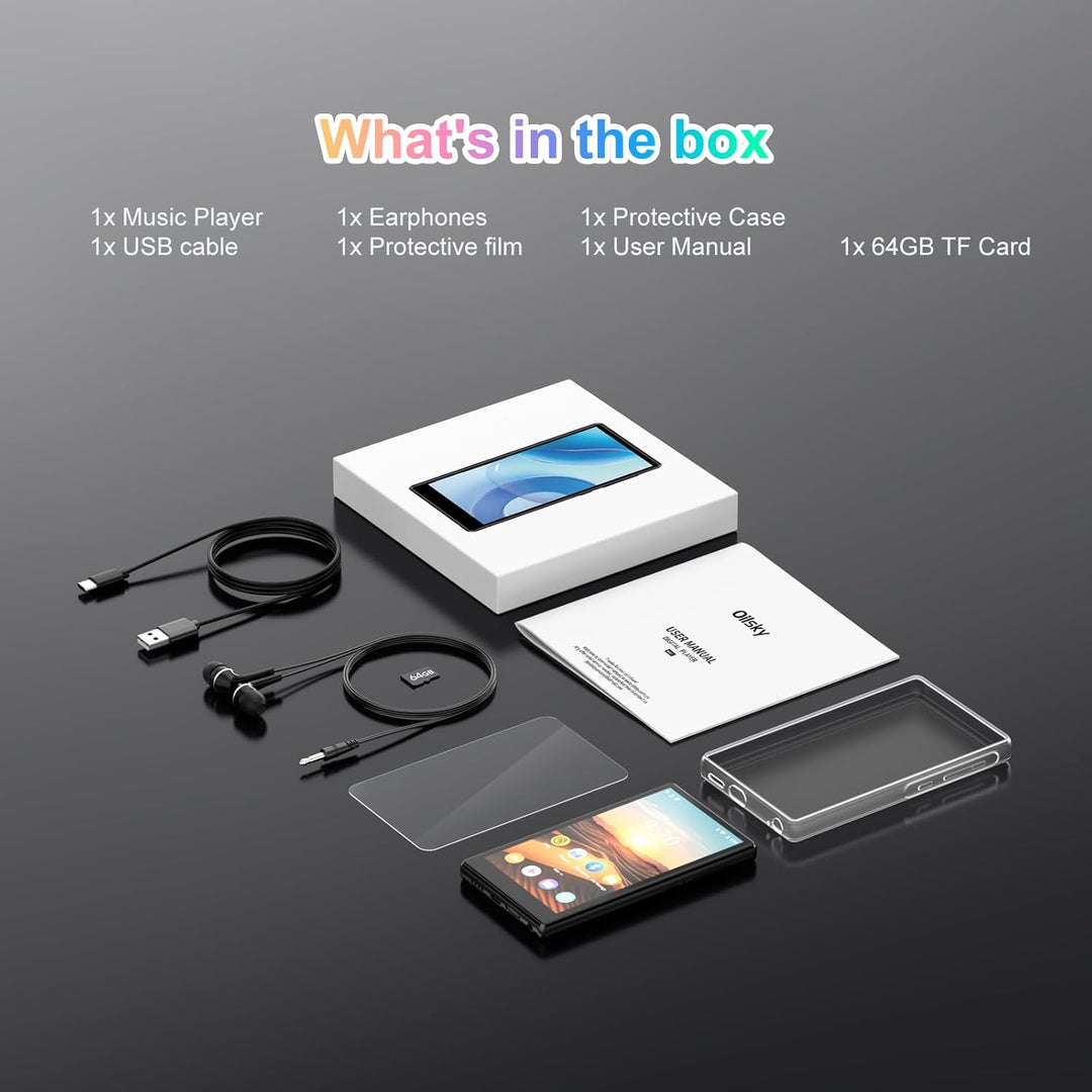 96GB MP3 Player mit Bluetooth und WiFi, Oilsky 4,7 Zoll 1080P Touchscreen Digitaler MP4-Player, Mp3-