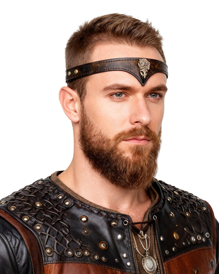 keland Stirnband Wikinger Leder Mittelalter Kopfschmuck für Damen Herren Halloween Cosplay Mittelalt