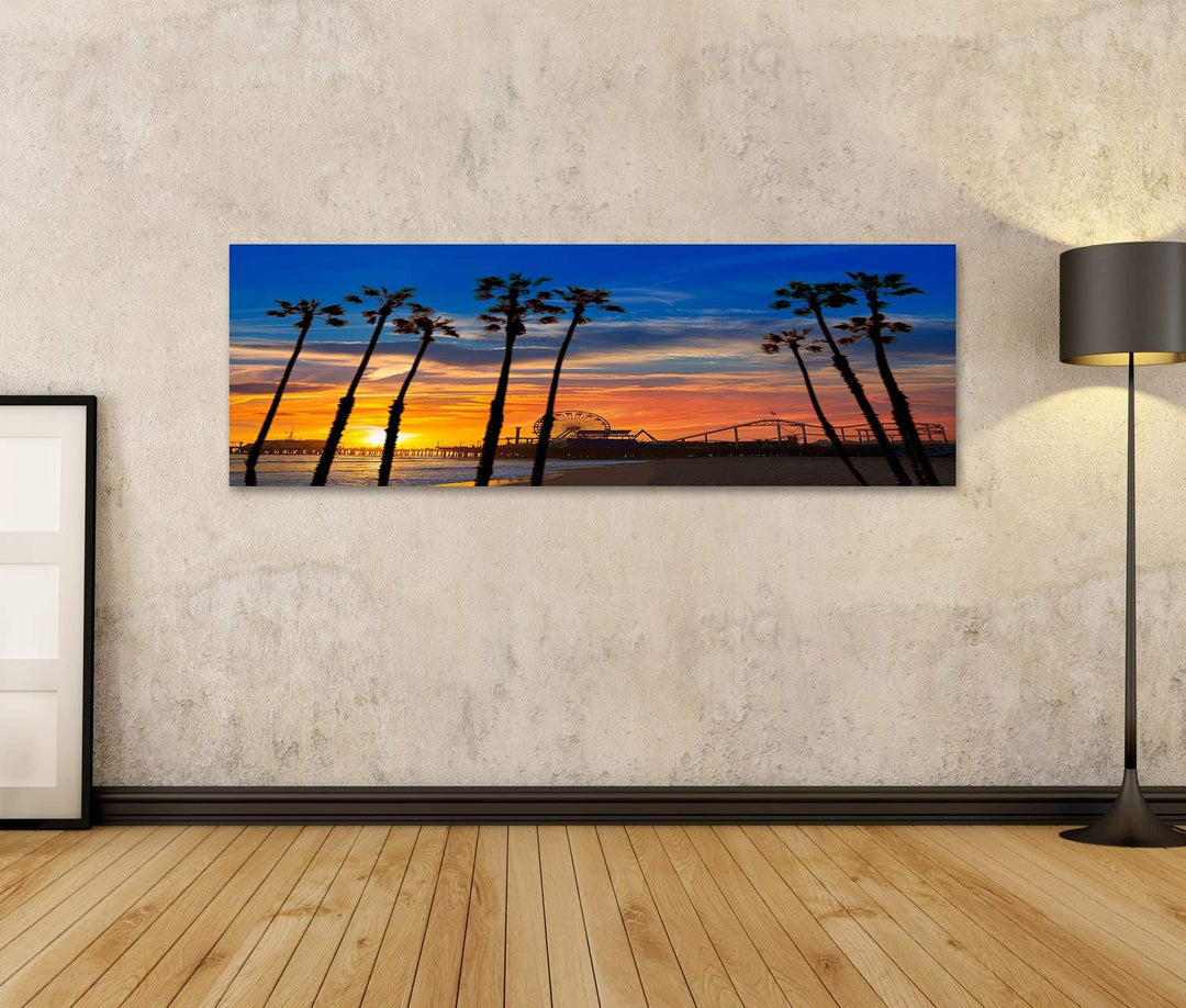 islandburner Prime Bild auf Leinwand Santa Monica Kalifornien Sonnenuntergang Am Pier Bilder Wandbil
