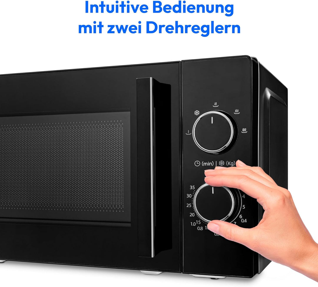 MEDION Mikrowelle (20 Liter, 800 Watt, 5 Mikrowellenstufen, Auftaufunktion, Timer, Glasteller, kompa