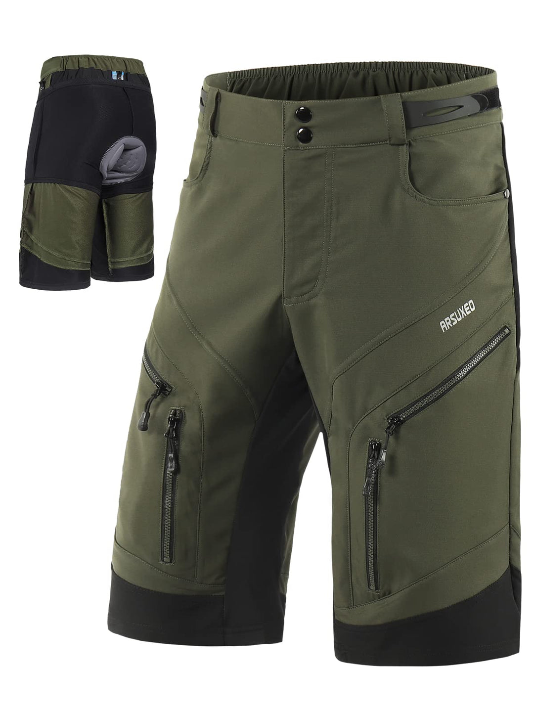 ARSUXEO Radhose Herren MTB Shorts Gepolstert Getrennte Unterhose Lose Fit Fahrradhose Wasserabweisen