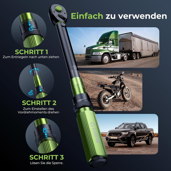 ETOOLAB 1/2 Zoll Drehmomentschlüssel Auto, 20-230Nm/10-170lbf-ft, ±3% Fehlergenauigkeit, 72 Zähne Um