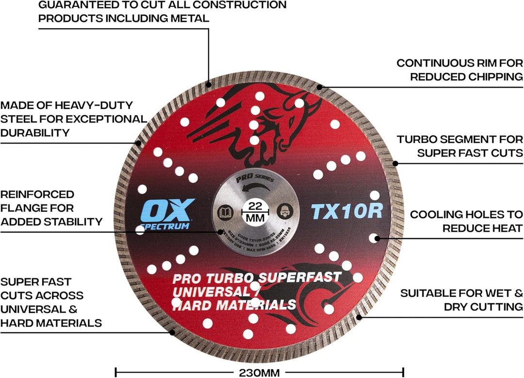 Spectrum Superior Turbo Dia Blade - Multi-Steel - 230/22.23mm, 230/22.23mm