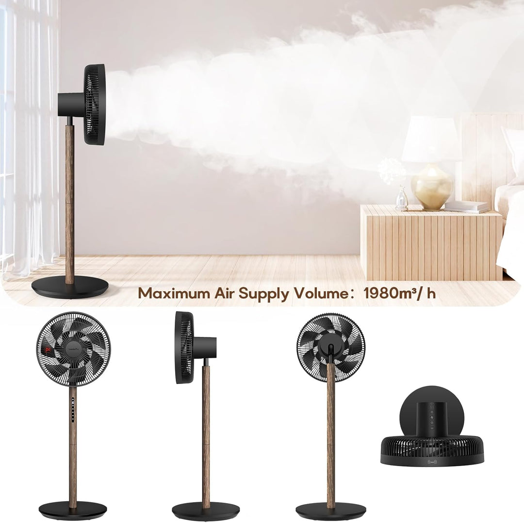 Neu DC Standventilator mit Bildschirm-12.8dB sehr Leise Ventilator mit Fernbedienung, 8 Stufen, Höhe