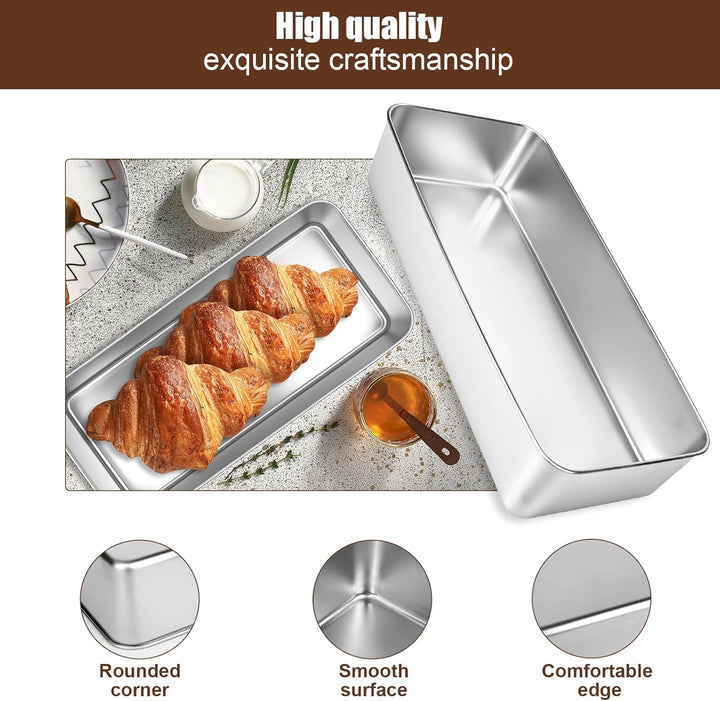 33cm Kastenform Gross, 2er-Set Edelstahl Rechteckig Brotbackform, Kastenform Kuchen, Brotformen zum